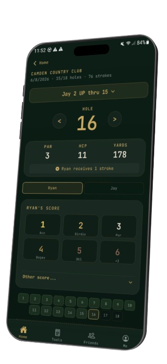 Live scorecard in the Bogey Logger app