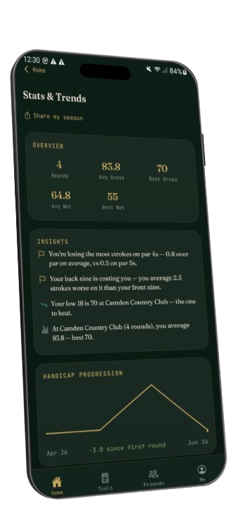 Stats and trends in the Bogey Logger app